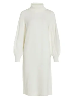 Vila Kleider*VISARA L/S ROLLNECK MIDI DRES/BF/KA Snow White