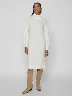 Vila Kleider*VISARA L/S ROLLNECK MIDI DRES/BF/KA Snow White