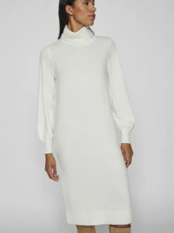Vila Kleider*VISARA L/S ROLLNECK MIDI DRES/BF/KA Snow White
