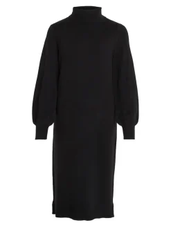 Vila Kleider*VISARA L/S ROLLNECK MIDI DRES/BF/KA Black