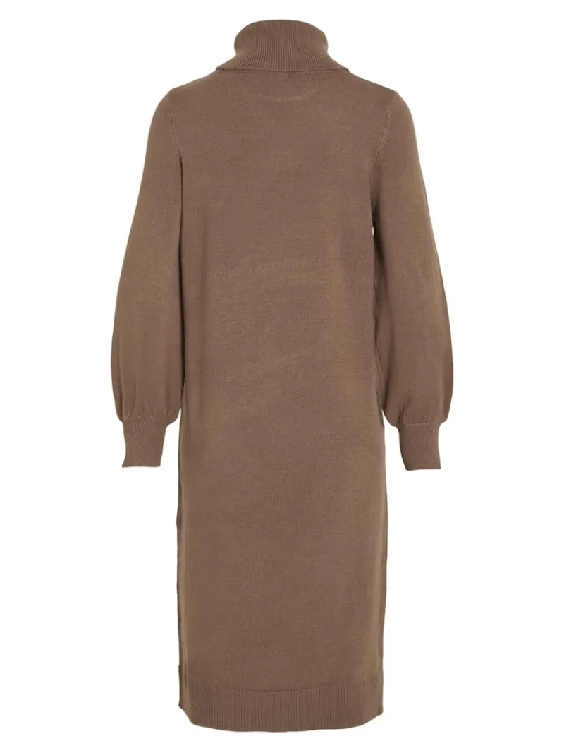 Vila Kleider*VISARA L/S ROLLNECK MIDI DRES/BF/KA brown lentil