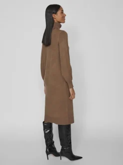 Vila Kleider*VISARA L/S ROLLNECK MIDI DRES/BF/KA brown lentil
