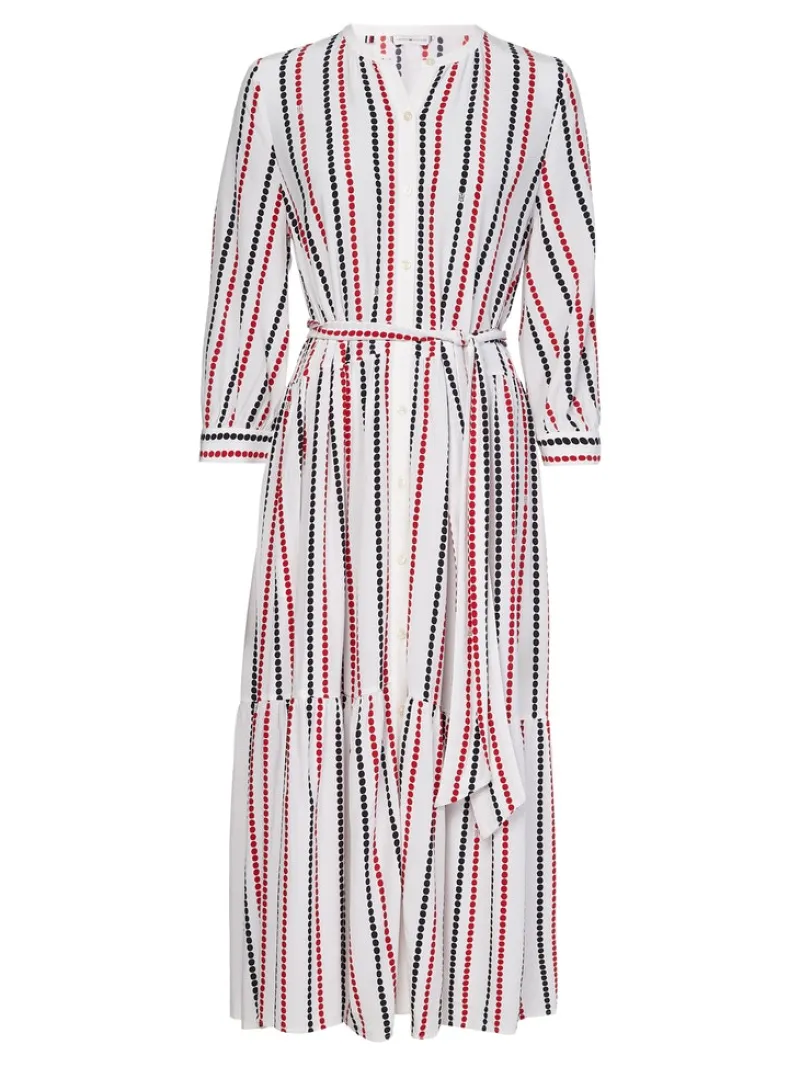 Tommy Hilfiger Kleider*VISCOSE MIDI SHIRT DRESS 3/4 SLV polka dot stp white ground