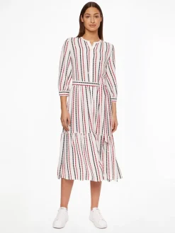 Tommy Hilfiger Kleider*VISCOSE MIDI SHIRT DRESS 3/4 SLV polka dot stp white ground