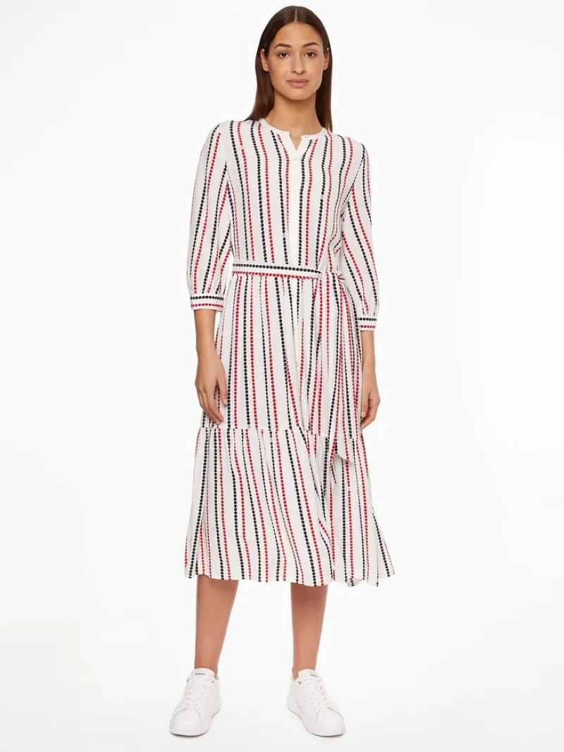 Tommy Hilfiger Kleider*VISCOSE MIDI SHIRT DRESS 3/4 SLV polka dot stp white ground