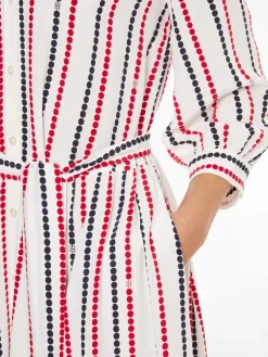 Tommy Hilfiger Kleider*VISCOSE MIDI SHIRT DRESS 3/4 SLV polka dot stp white ground