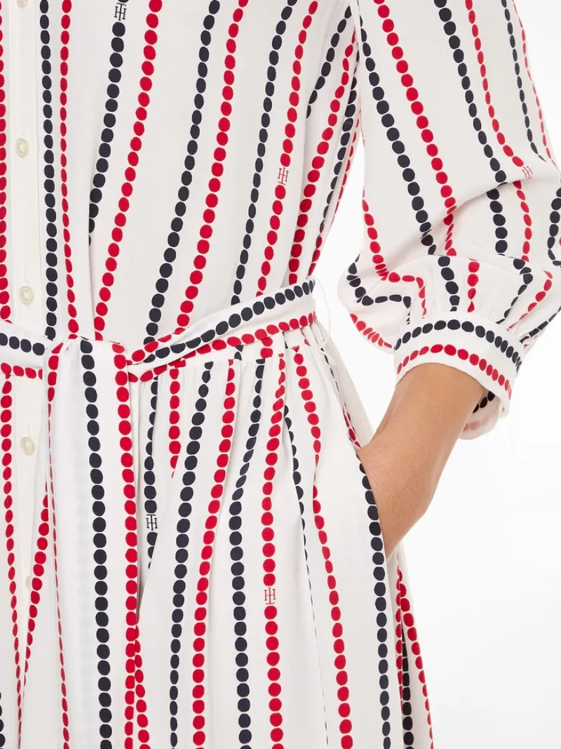 Tommy Hilfiger Kleider*VISCOSE MIDI SHIRT DRESS 3/4 SLV polka dot stp white ground