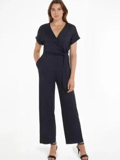 Tommy Hilfiger Kleider*VIS/EA V-NK KNOT JUMPSUIT SS desert sky