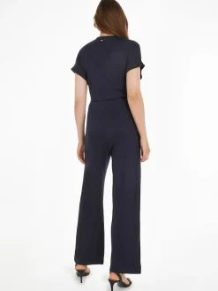 Tommy Hilfiger Kleider*VIS/EA V-NK KNOT JUMPSUIT SS desert sky
