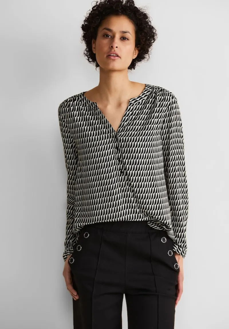 Street One Blusen*Viskose Bluse mit Print Black