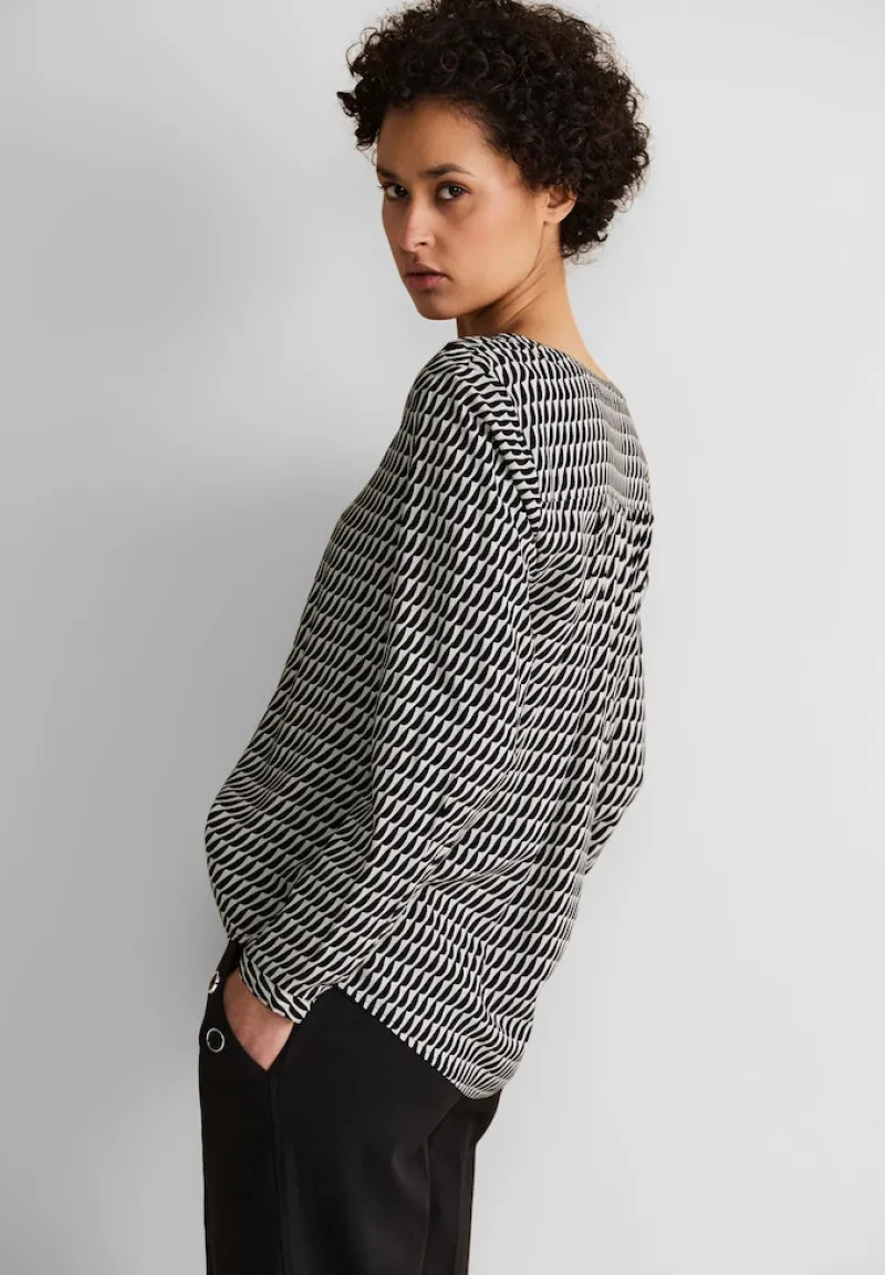 Street One Blusen*Viskose Bluse mit Print Black