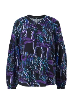 Comma Blusen*Viskosebluse mit abstraktem Muster Schwarz