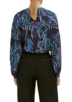 Comma Blusen*Viskosebluse mit abstraktem Muster Schwarz