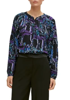 Comma Blusen*Viskosebluse mit abstraktem Muster Schwarz