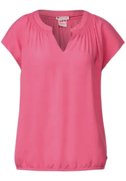 Street One Blusen*Viskosebluse mit Elastiksaum berry rose