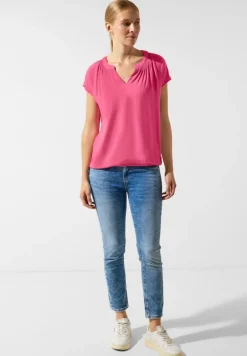 Street One Blusen*Viskosebluse mit Elastiksaum berry rose