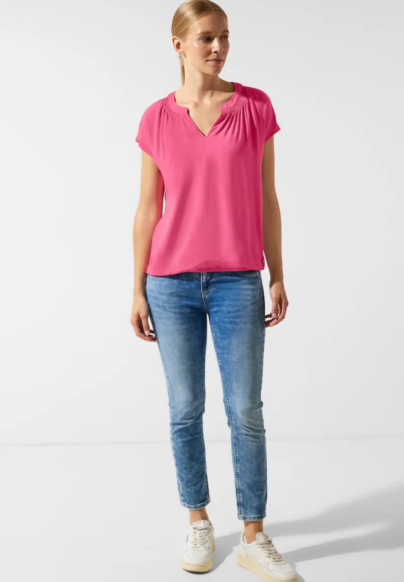 Street One Blusen*Viskosebluse mit Elastiksaum berry rose