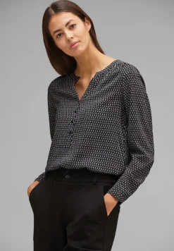 Street One Blusen*Viskosebluse mit Print Black