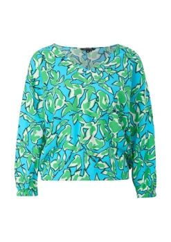 Comma Blusen*Viskosebluse mit V-Ausschnitt Grün