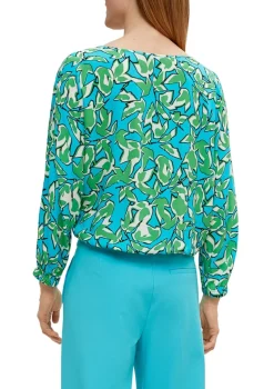 Comma Blusen*Viskosebluse mit V-Ausschnitt Grün