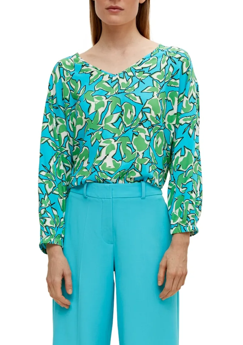 Comma Blusen*Viskosebluse mit V-Ausschnitt Grün