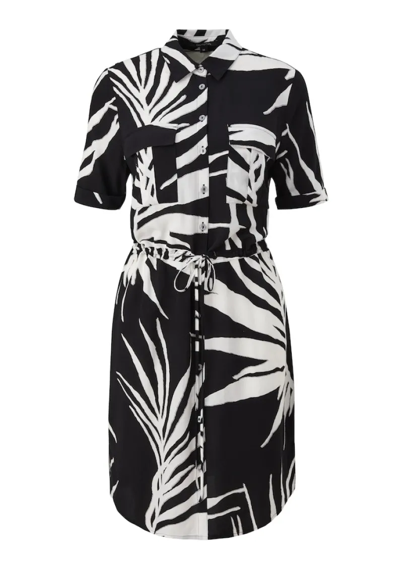 Comma Blusen*Viskosekleid mit Crêpestruktu Schwarz