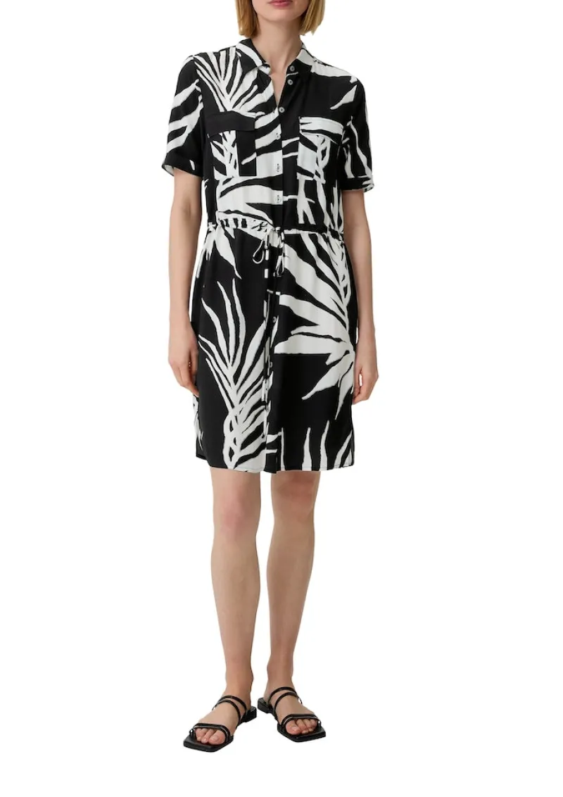 Comma Blusen*Viskosekleid mit Crêpestruktu Schwarz