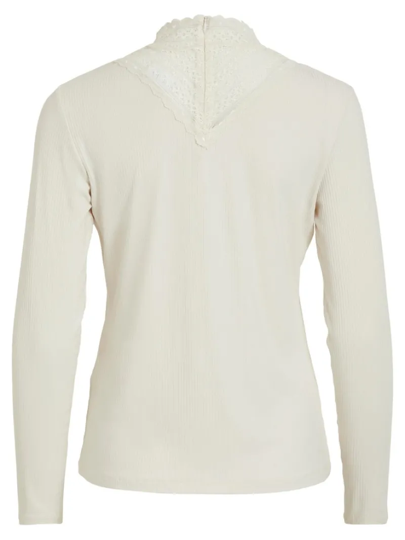 Vila Shirts*VISOLITTA RIB LACE L/S TOP/SU - NOOS birch