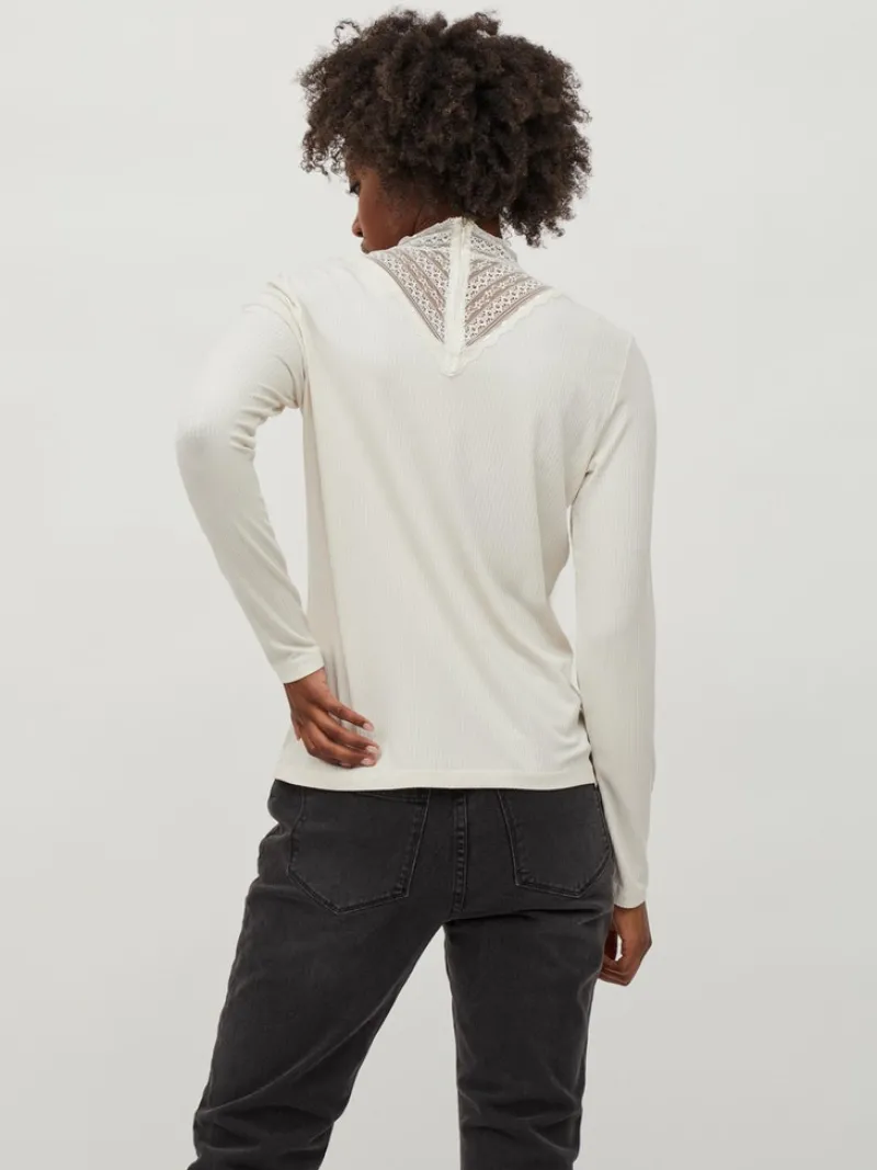 Vila Shirts*VISOLITTA RIB LACE L/S TOP/SU - NOOS birch