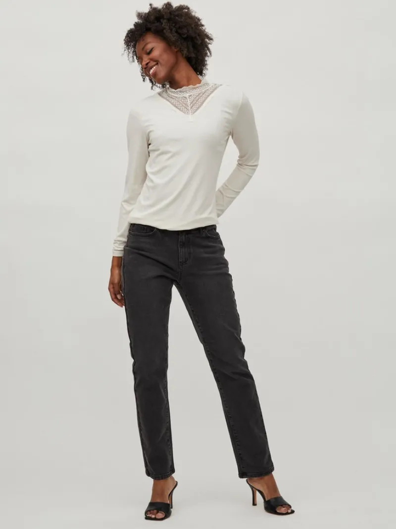 Vila Shirts*VISOLITTA RIB LACE L/S TOP/SU - NOOS birch