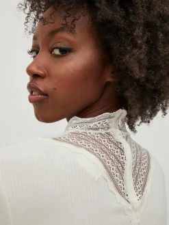 Vila Shirts*VISOLITTA RIB LACE L/S TOP/SU - NOOS birch