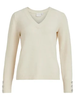 Vila Pullover & Sweatshirts*VISPARKLE L/S V-NECK KNIT TOP/PB birch