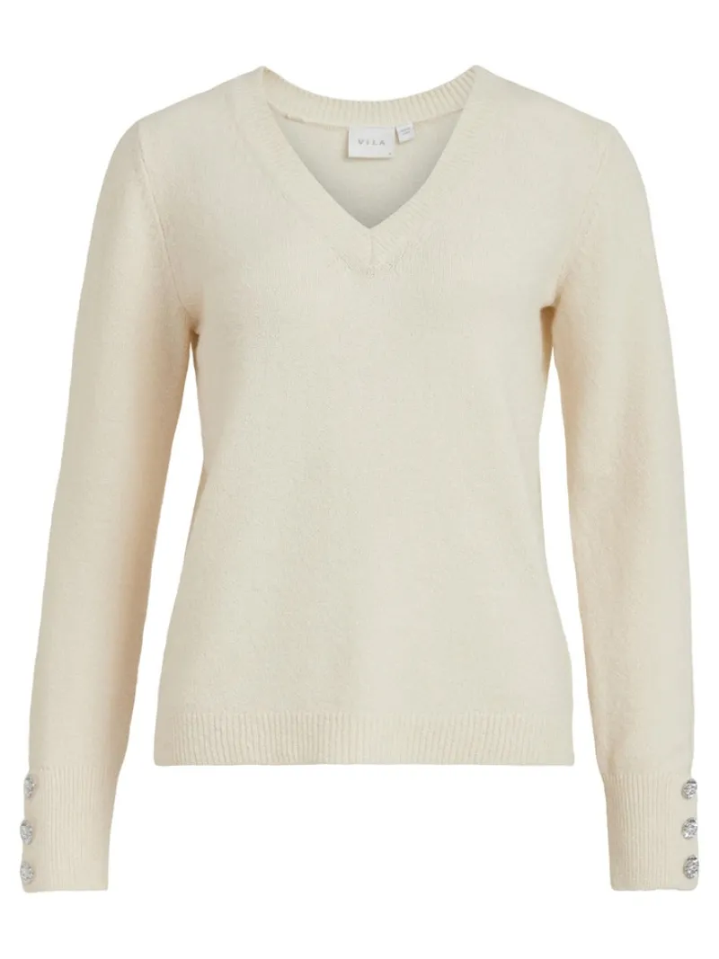 Vila Pullover & Sweatshirts*VISPARKLE L/S V-NECK KNIT TOP/PB birch