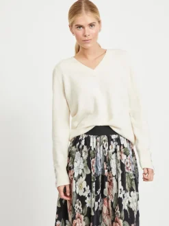 Vila Pullover & Sweatshirts*VISPARKLE L/S V-NECK KNIT TOP/PB birch