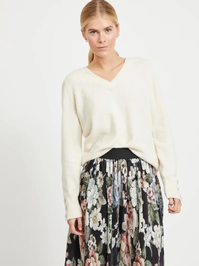 Vila Pullover & Sweatshirts*VISPARKLE L/S V-NECK KNIT TOP/PB birch