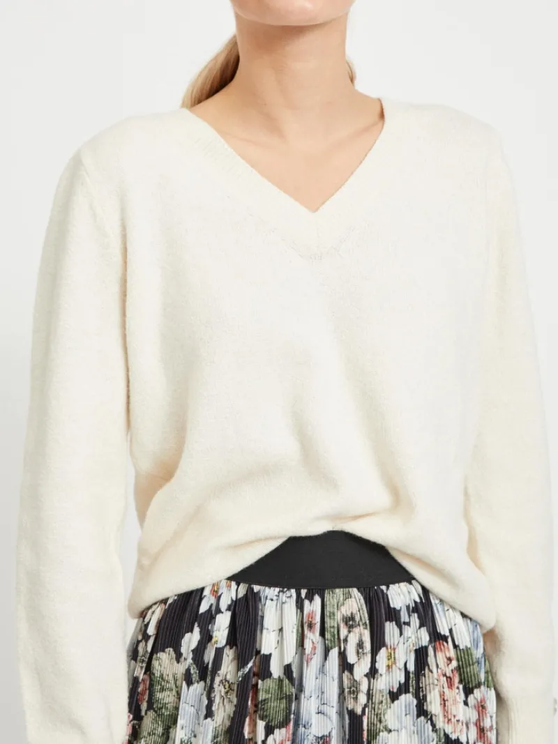 Vila Pullover & Sweatshirts*VISPARKLE L/S V-NECK KNIT TOP/PB birch