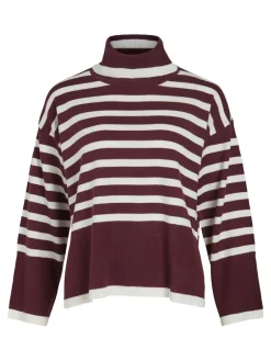 Vila Pullover & Sweatshirts*VISTRIPI ROLLNECK KNIT TOP/BF/KA Winetasting-CLOUD DANCER
