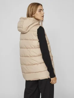Vila Westen*VITATE S/L PUFFER VEST - NOOS Sesame