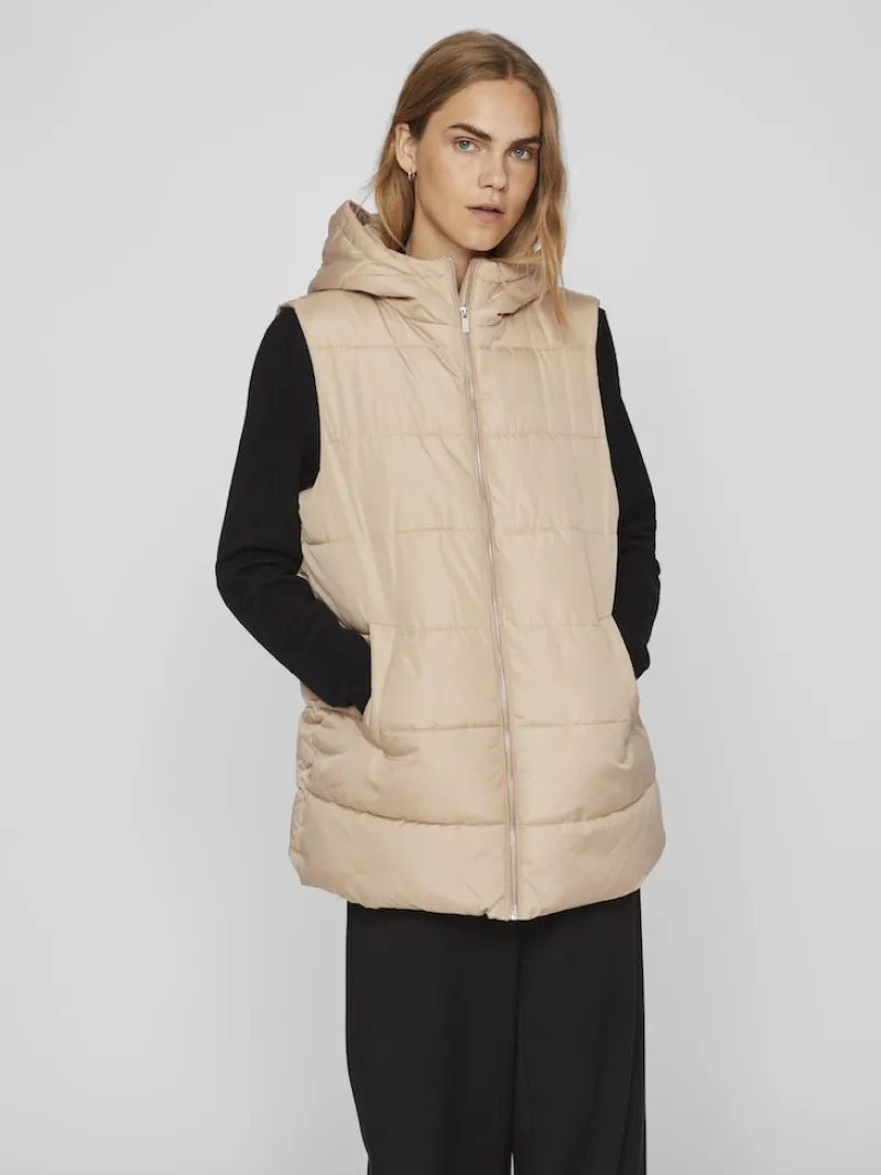 Vila Westen*VITATE S/L PUFFER VEST - NOOS Sesame