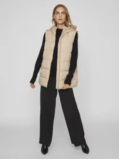Vila Westen*VITATE S/L PUFFER VEST - NOOS Sesame