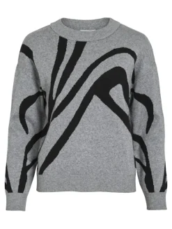 Vila Pullover & Sweatshirts*VITIF JACQUARD L/S KNIT TOP - NOOS Medium Grey Melange