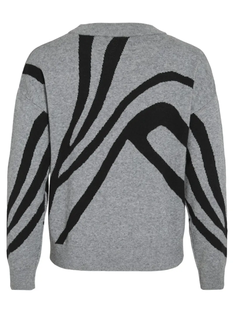 Vila Pullover & Sweatshirts*VITIF JACQUARD L/S KNIT TOP - NOOS Medium Grey Melange