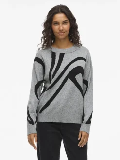 Vila Pullover & Sweatshirts*VITIF JACQUARD L/S KNIT TOP - NOOS Medium Grey Melange