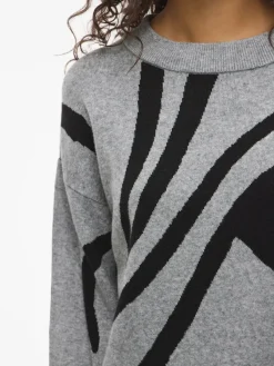 Vila Pullover & Sweatshirts*VITIF JACQUARD L/S KNIT TOP - NOOS Medium Grey Melange