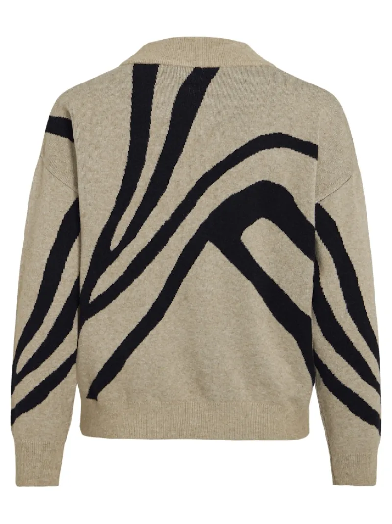 Vila Pullover & Sweatshirts*VITIF JACQUARD L/S KNIT TOP - NOOS natural melange
