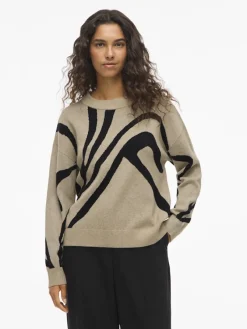 Vila Pullover & Sweatshirts*VITIF JACQUARD L/S KNIT TOP - NOOS natural melange