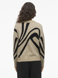 Vila Pullover & Sweatshirts*VITIF JACQUARD L/S KNIT TOP - NOOS natural melange