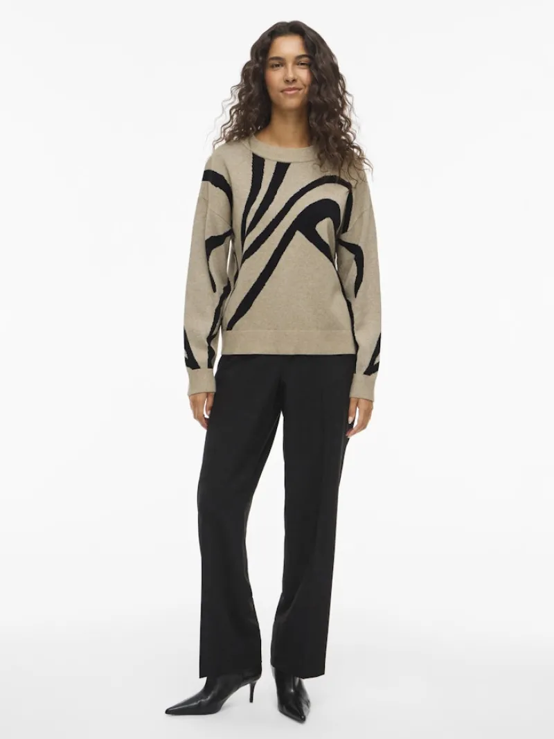 Vila Pullover & Sweatshirts*VITIF JACQUARD L/S KNIT TOP - NOOS natural melange