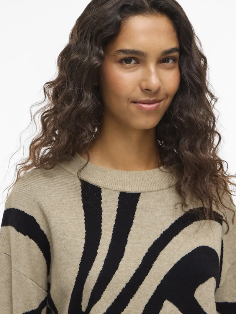 Vila Pullover & Sweatshirts*VITIF JACQUARD L/S KNIT TOP - NOOS natural melange