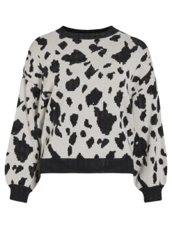 Vila Pullover & Sweatshirts*VITIP O-NECK L/S JACQUARD KNIT TOP/R/1 Super Light Natural Melan